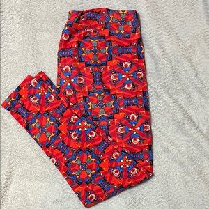 LuLaRoe Red and Blue Patterned Leggings
